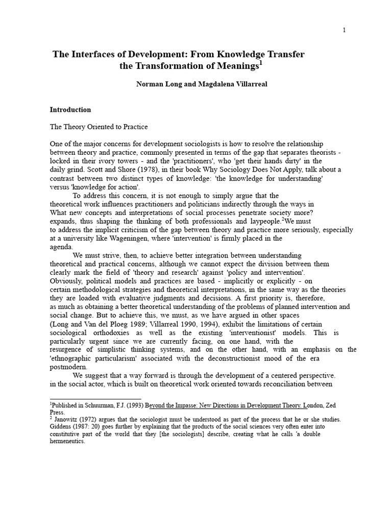 Bridging Theory and Practice in Development | PDF | Knowledge | Sociology
