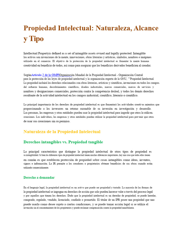 Tipos y Alcance de la Propiedad Intelectual | PDF | Propiedad ...