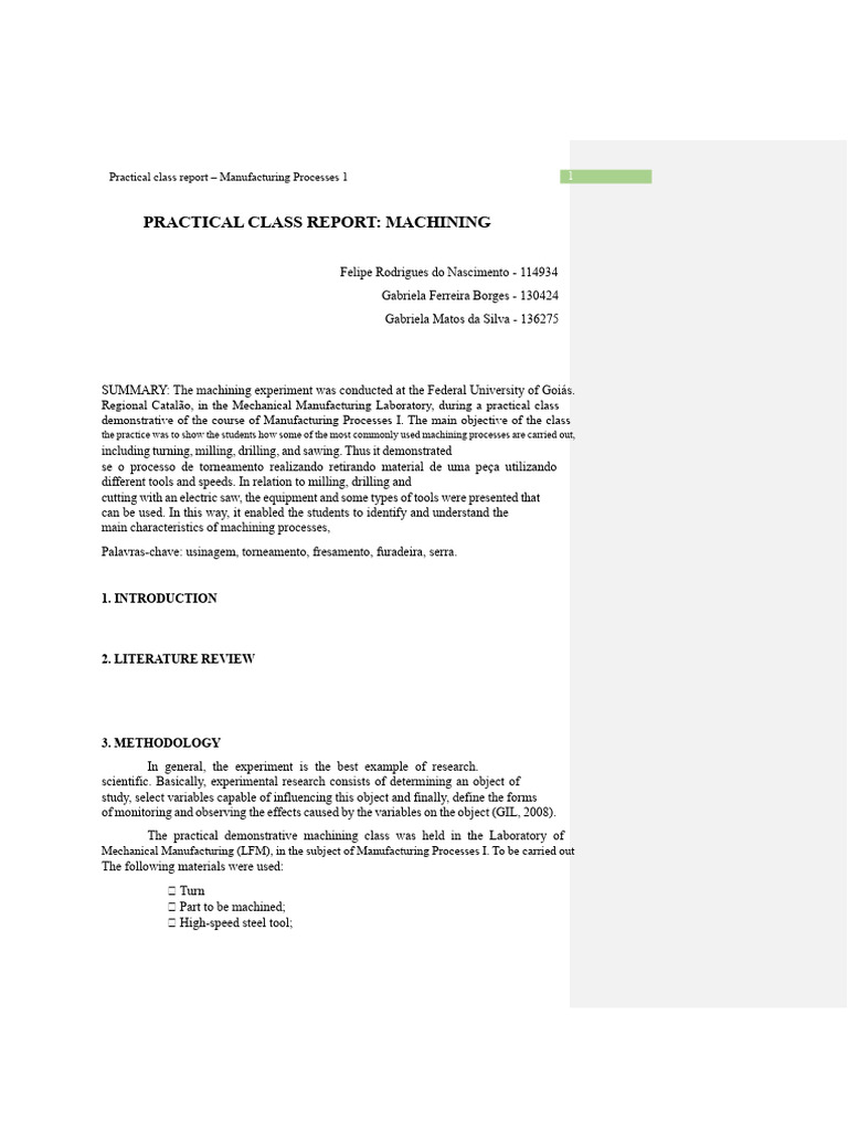 Machining Processes Practical Report | PDF | Machining | Secondary ...