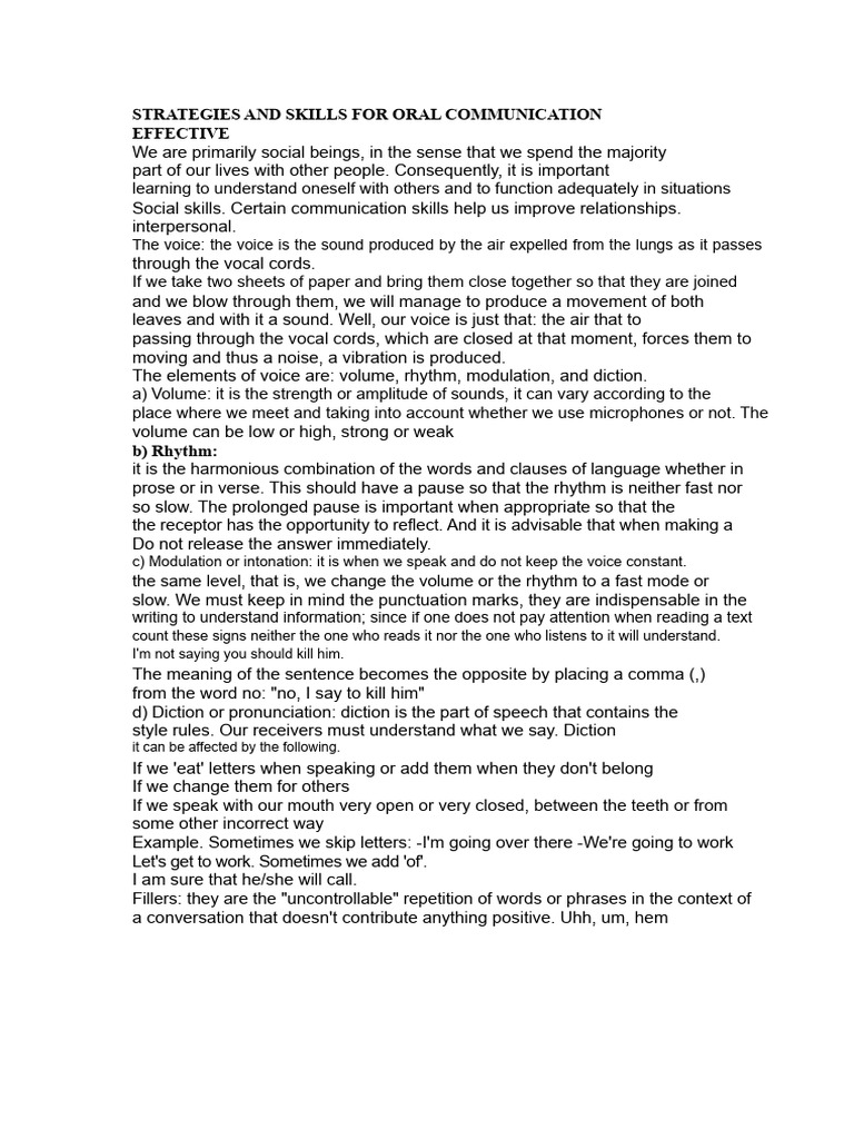 Oral Communication Skills and Strategies | PDF | Human Voice ...