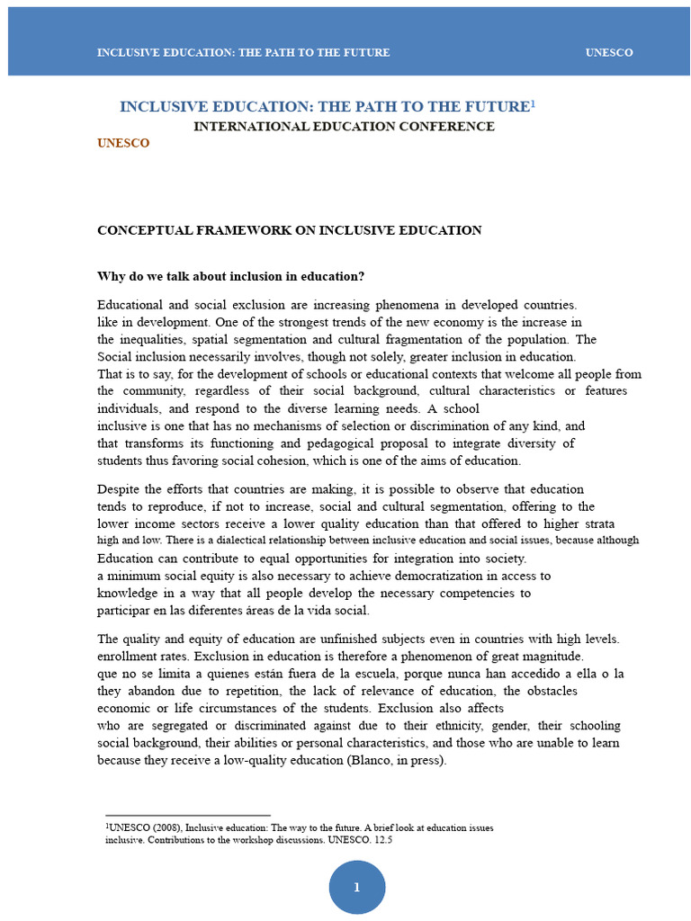 Inclusive Education for All: A Framework | PDF | Inclusion (Education ...