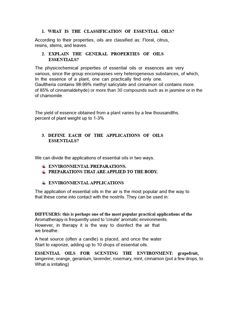 Essential Oils: Classification and Uses | PDF | Essential Oil | Perfume