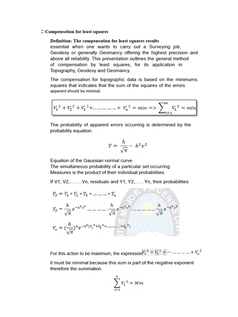 Least Squares Compensation Method Guide | PDF