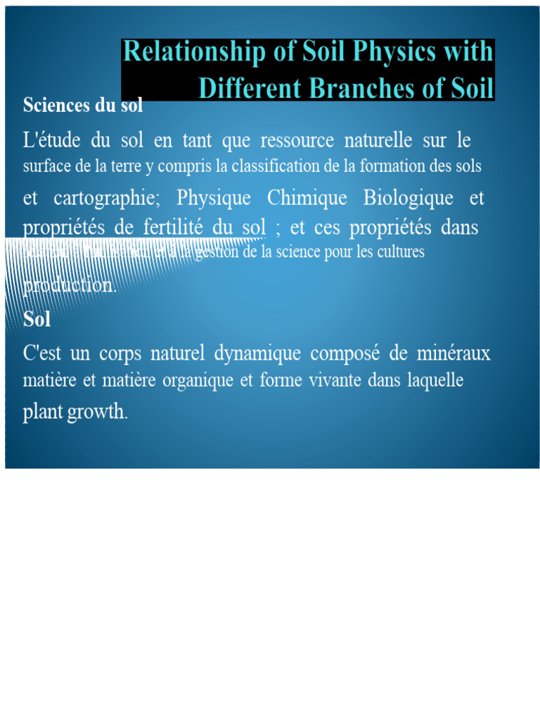 Étude des Propriétés et Gestion du Sol | PDF | Sol (pédologie ...
