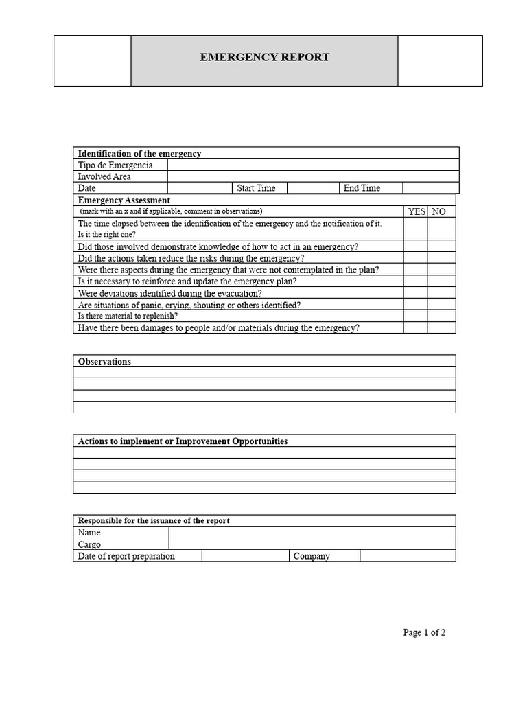 Emergency Report Format | PDF