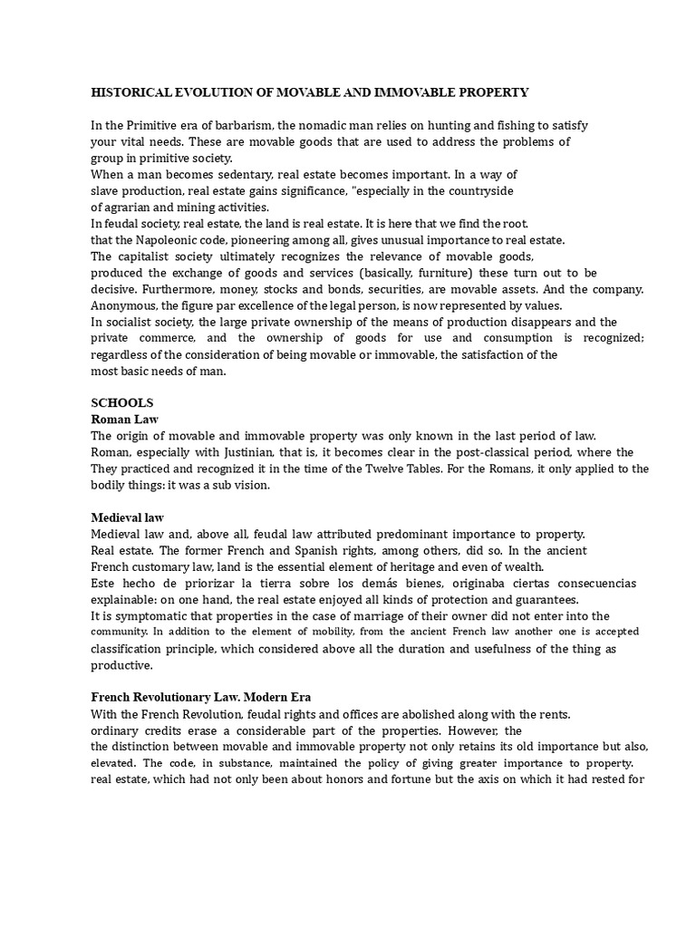 Evolution of Property: Movable vs. Immovable | PDF | Property | Real ...