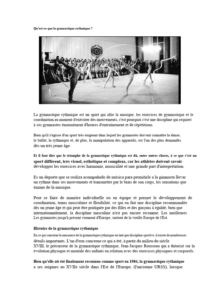 Introduction à la gymnastique rythmique | PDF | Gymnastique | Arts du ...