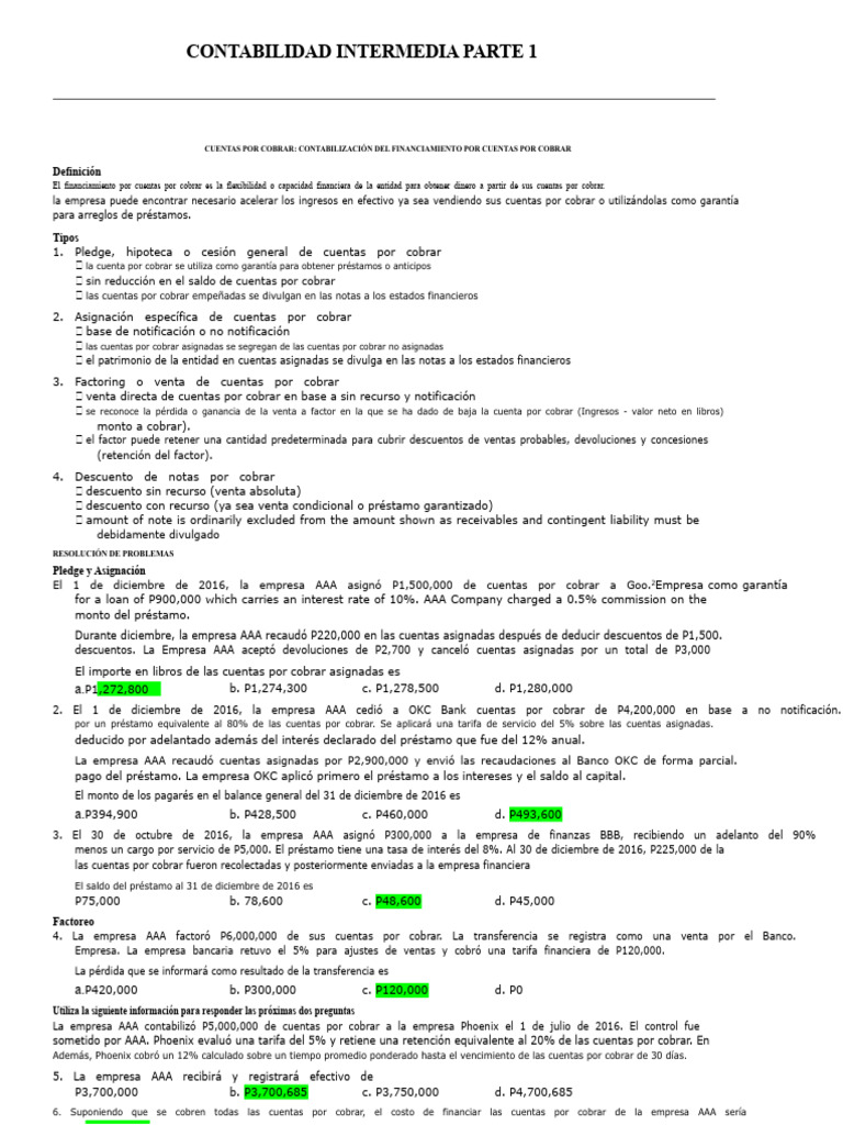 04c+Cuentas+por+Cobrar+(Parte+3)+con+respuestas+(1) | PDF | Estado ...