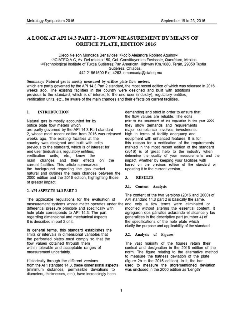 API 14.3 Part 2 Flow Measurement Update | PDF | Mechanical Engineering ...
