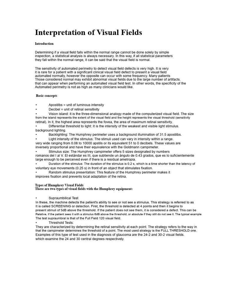 Understanding Visual Field Interpretation | PDF | Sensitivity And ...