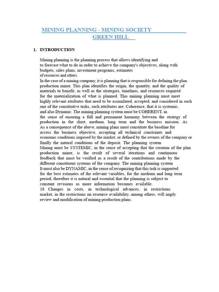 Mining Planning Strategies for Production | PDF | Mining