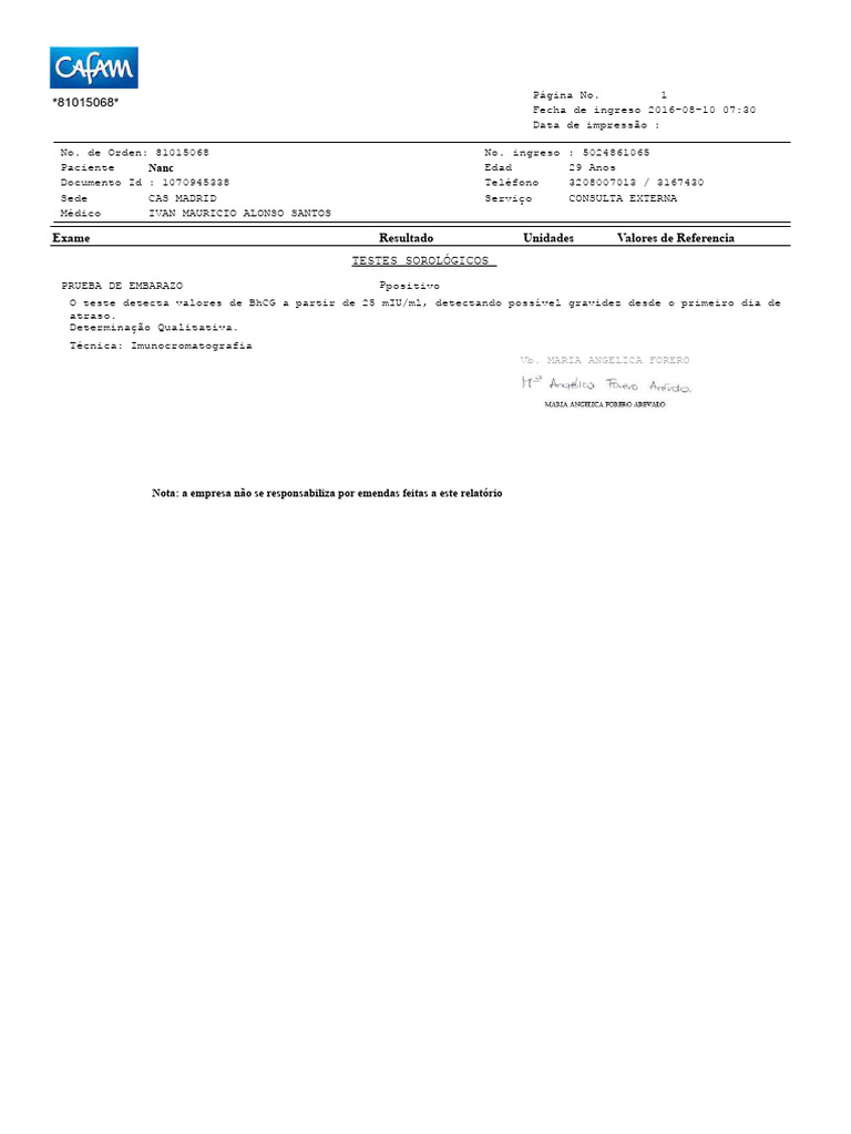 Resultado de Teste de Gravidez Positivo | PDF
