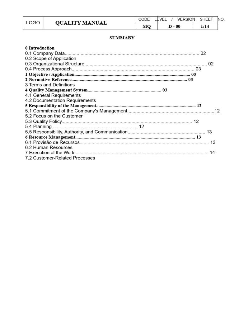 Quality Management Manual Overview | PDF | Quality Management System ...
