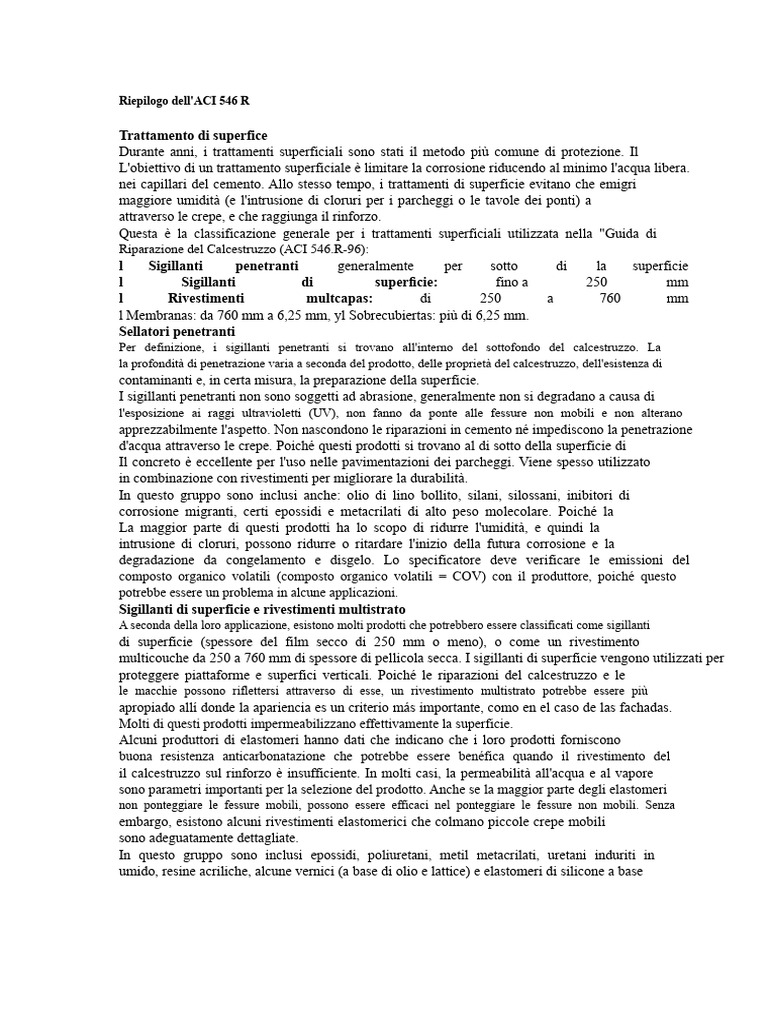 Sintesi dell'ACI 546 R | PDF