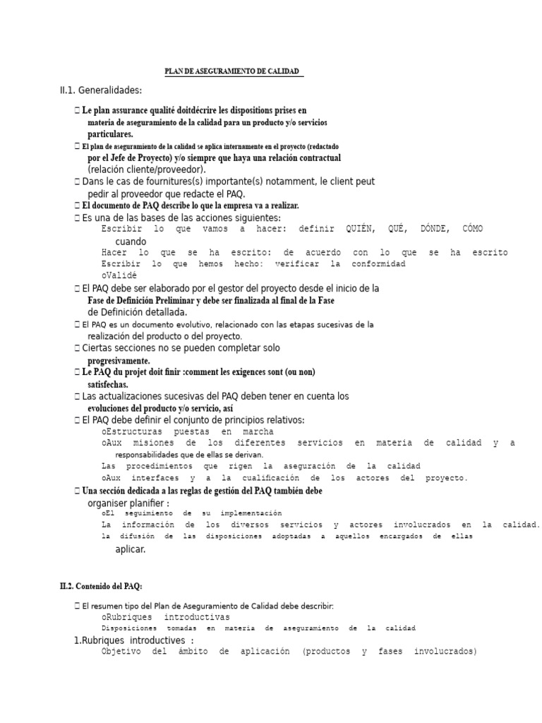 Plan de Aseguramiento de La Calidad | PDF | Calidad (comercial ...