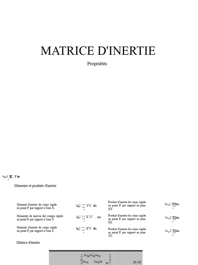 Matrice d'inertie et ses propriétés | PDF | Masse | Matrice (Mathématiques)
