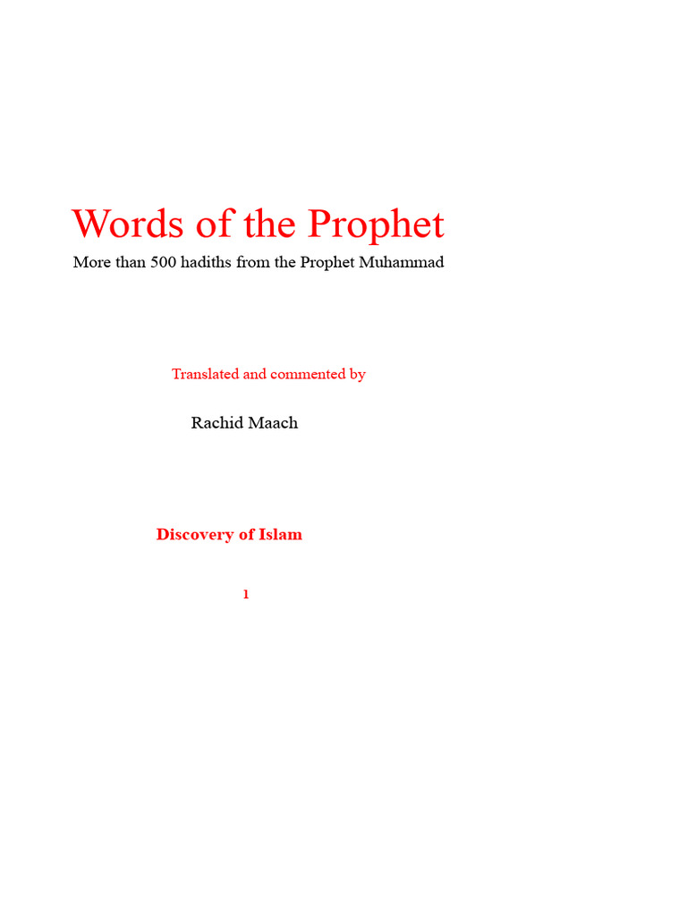 Words of the Prophet | PDF | Prophets And Messengers In Islam | Quran