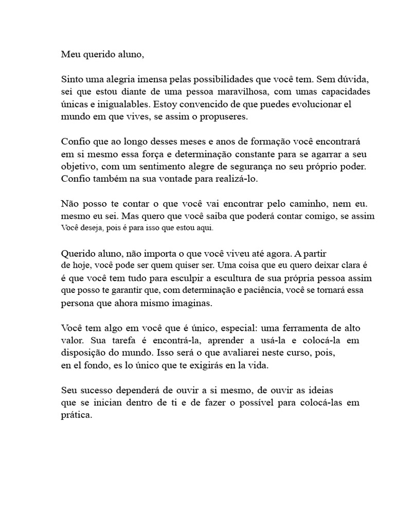 Mensagem Motivacional para Alunos | PDF