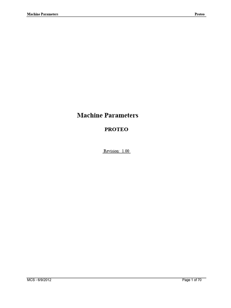 Proteo Machine Parameters Overview | PDF | Text File
