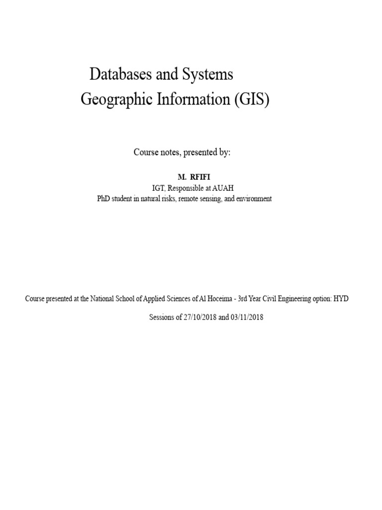 GIS Course Notes by M. RFIFI | PDF | Geographic Information System ...