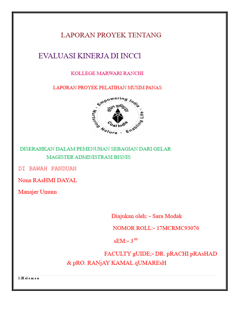 Evaluasi Kinerja di CCL Ranchi | PDF