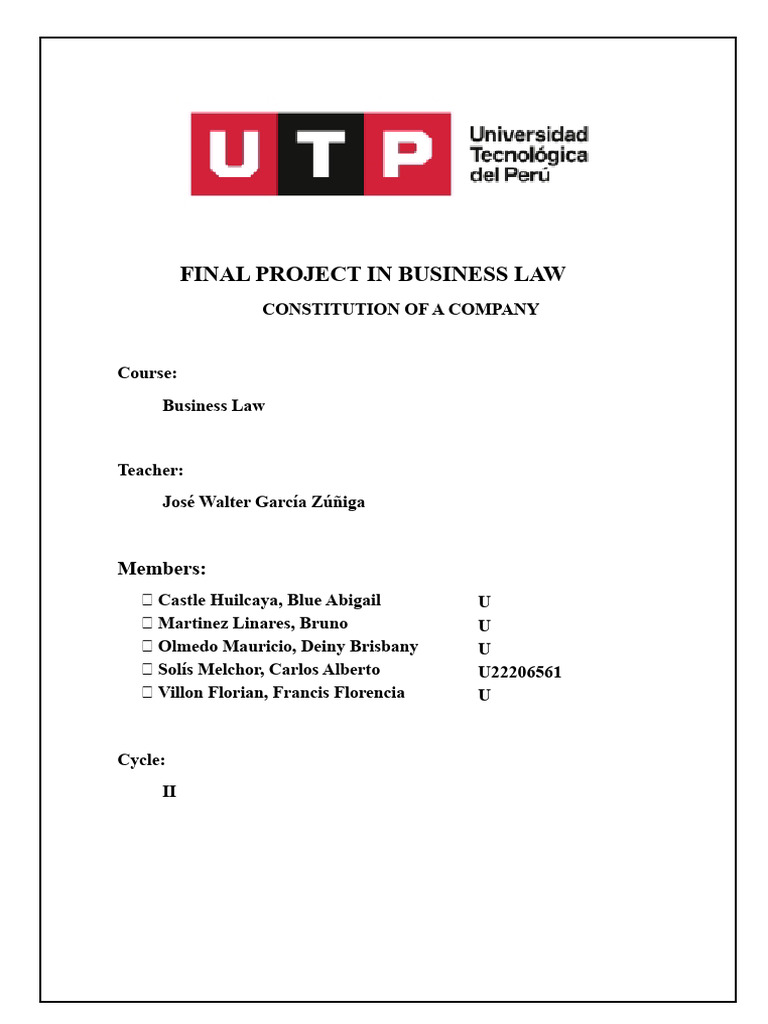 FINAL PROJECT OF BUSINESS LAW | PDF | Limited Liability | Limited ...
