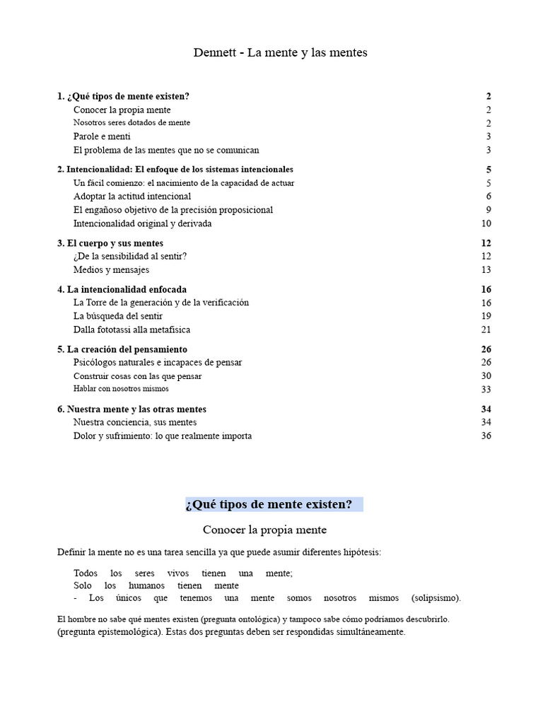 Daniel Dennett - La Mente y Las Mentes | PDF | Mente | Pensamiento