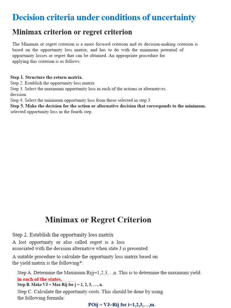 Minimax Regret Criterion Explained | PDF | Matrix (Mathematics ...