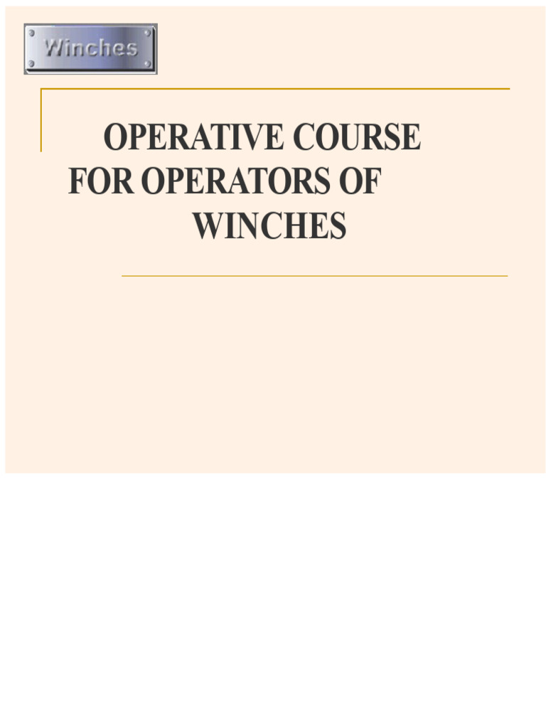 Winch Operator Training Course Guide | PDF | Clutch | Brake