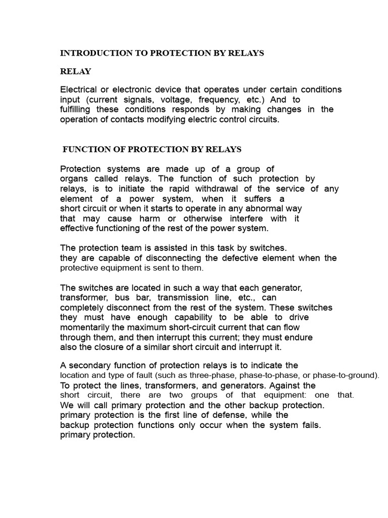 Understanding Relay Protection Systems | PDF | Relay | Switch