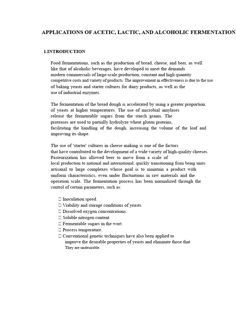 Uses of Acetic, Lactic, and Alcoholic Fermentation | PDF | Vinegar ...