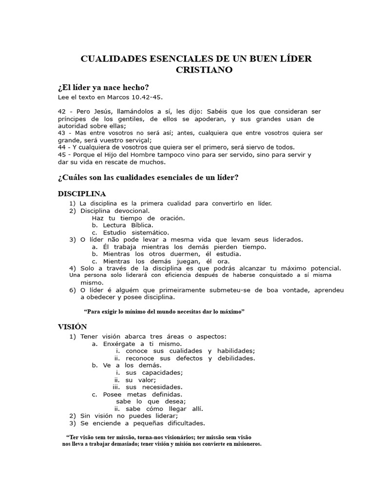 Cualidades Clave de un Líder Cristiano | PDF | Valor | Espiritualidad
