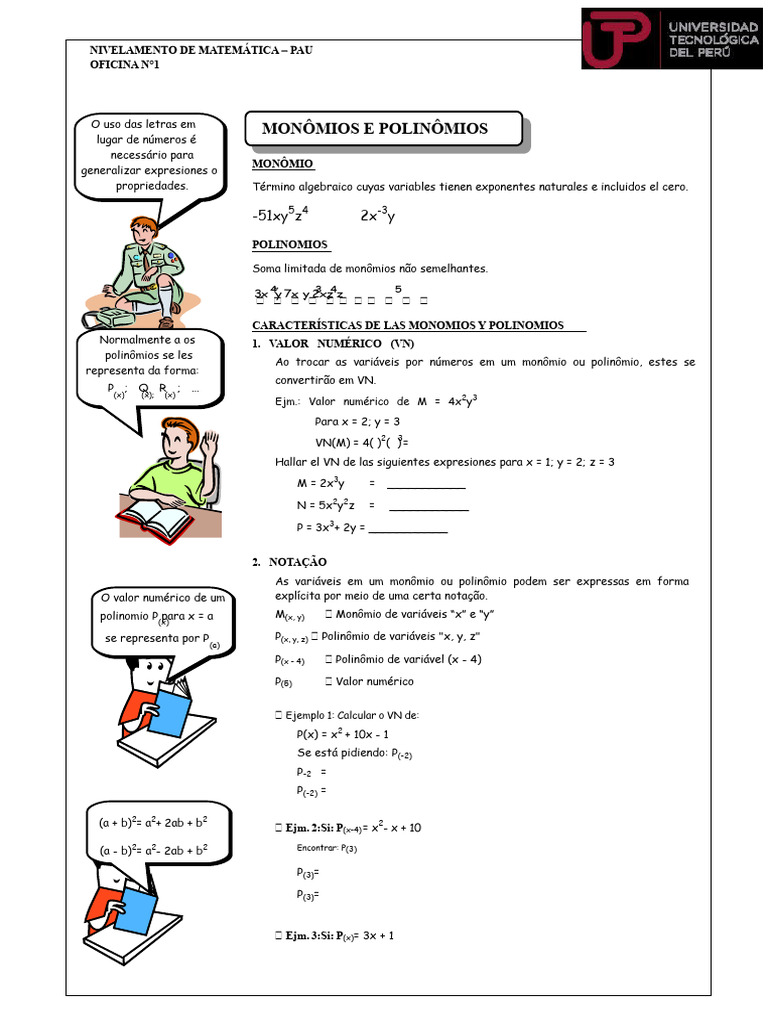 Monômios e Polinômios: Conceitos e Exercícios | PDF | Polinomial ...