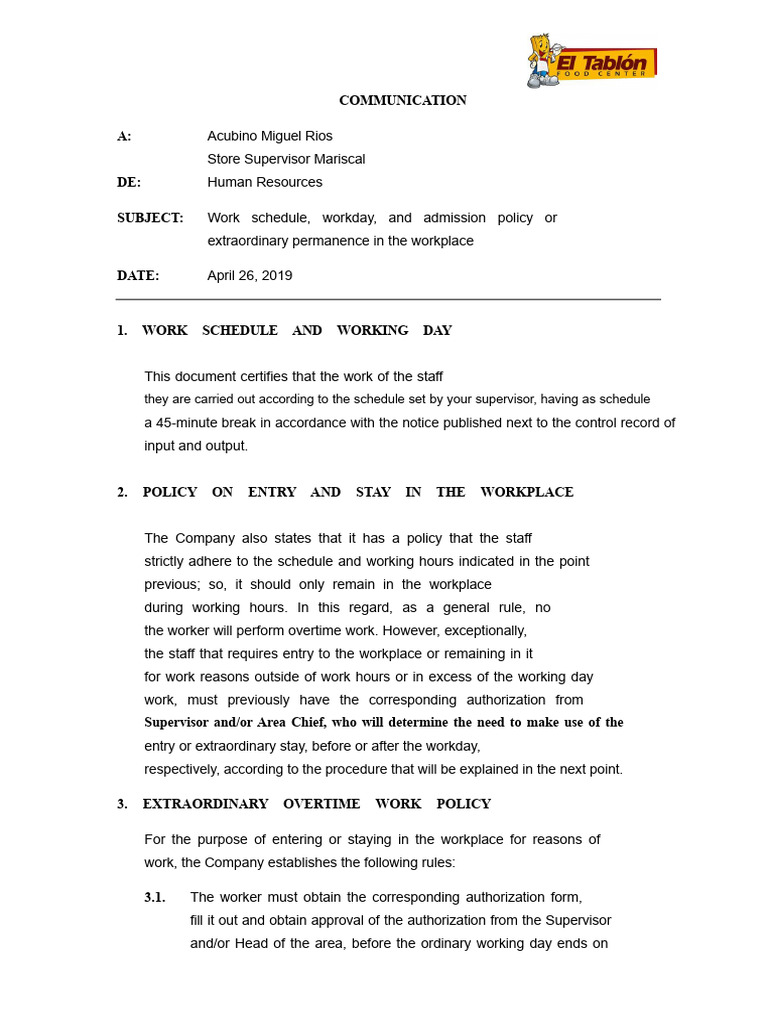Work Schedule and Overtime Policies | PDF | Overtime | Working Time