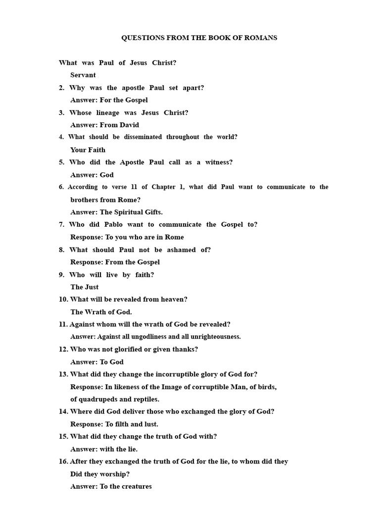 Key Questions from Romans Explained | PDF | Justification (Theology ...