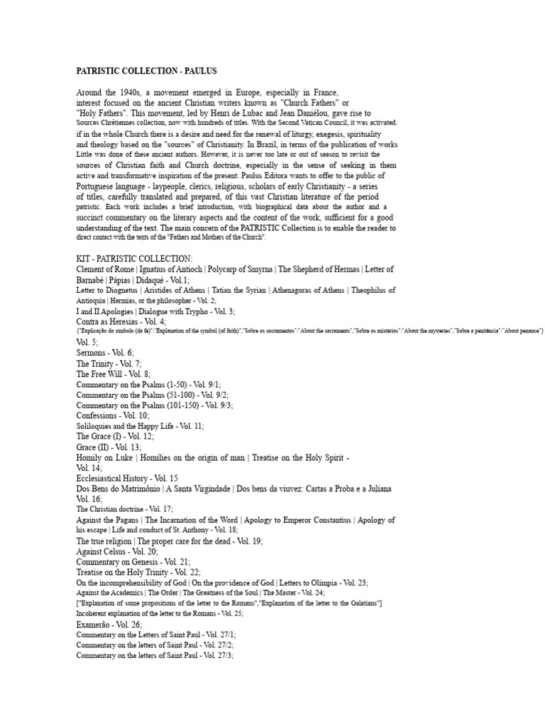 Patristic Collection Overview by Paulus | PDF | Church Fathers | Exegesis