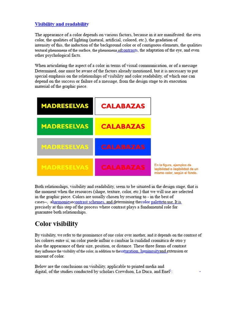 Color Visibility and Readability Guide | PDF | Color | Typography