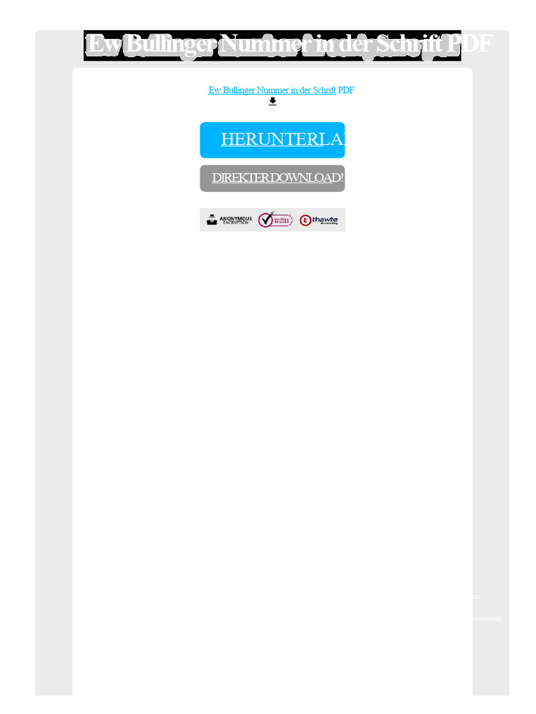 Ew Bullinger Nummer in Der Schrift PDF | PDF