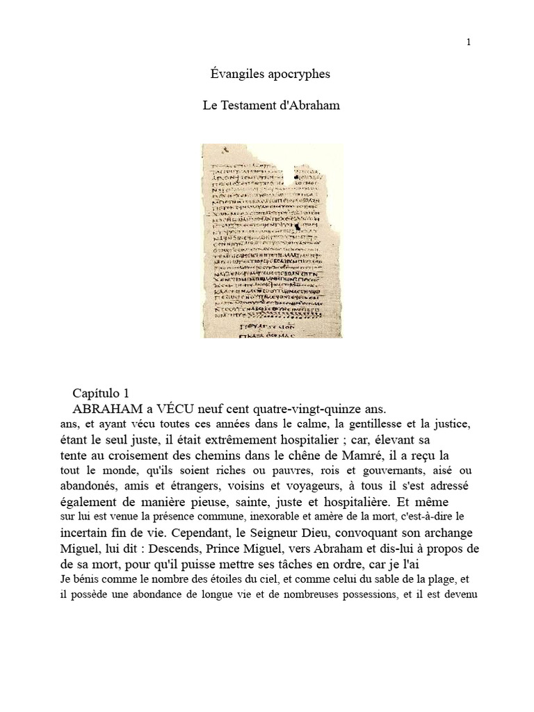 Testament d'Abraham : Évangiles apocryphes | PDF | Abraham | Isaac