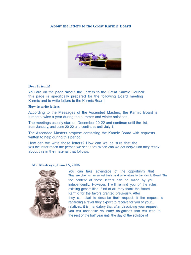 Writing Letters to the Karmic Board | PDF | Karma | Spirituality