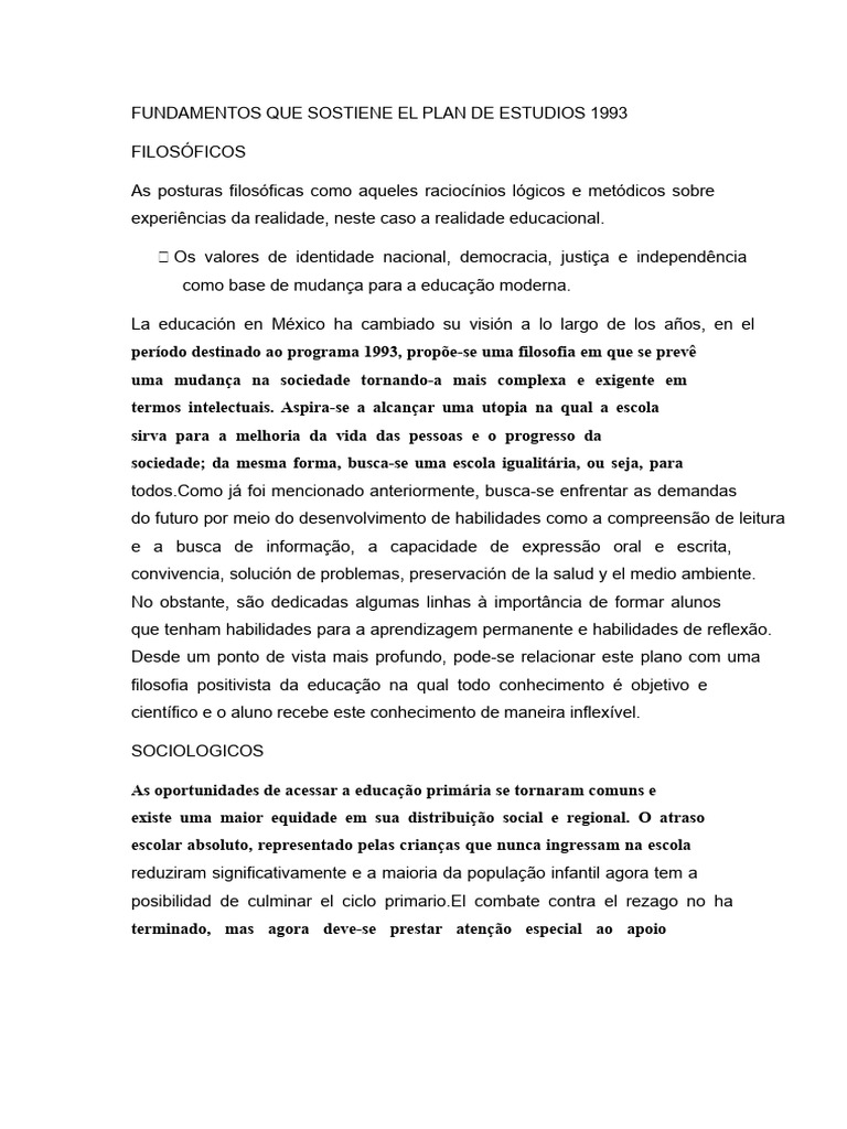Fundamentos do Plano de Estudos 1993 e 2017 | PDF | Aprendizado | Pedagogia