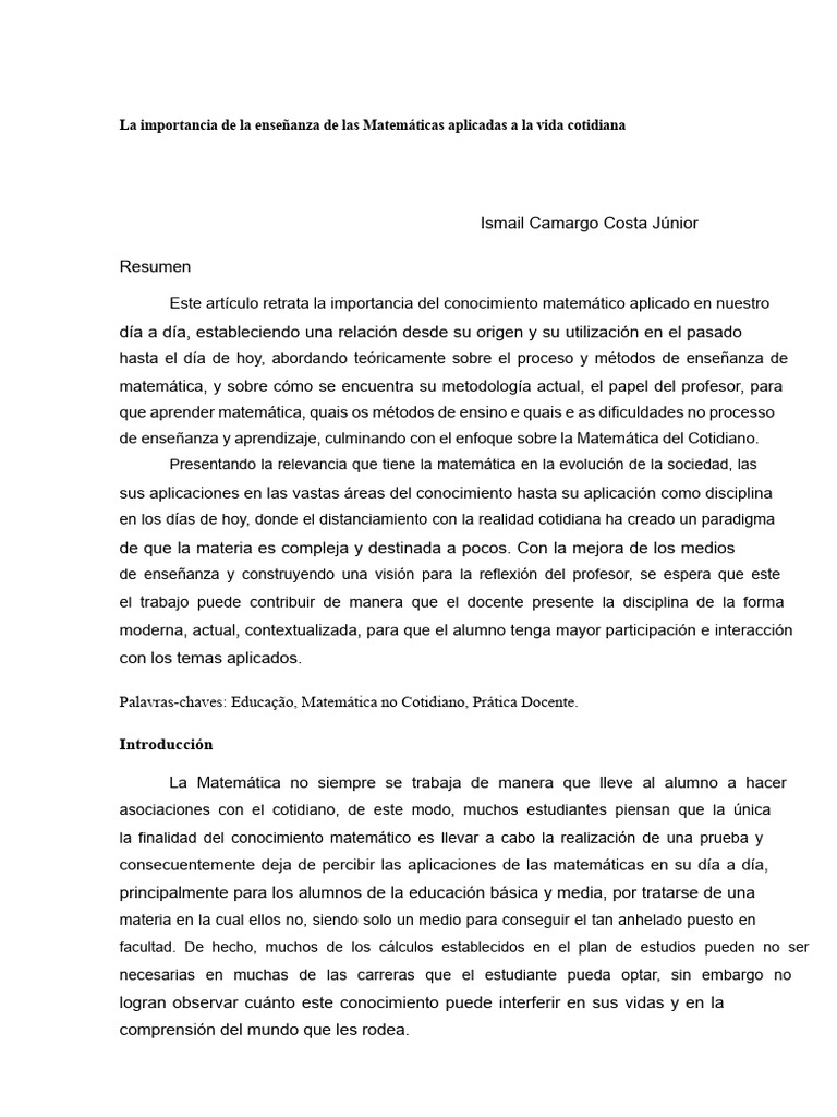 Matemáticas en la Vida Cotidiana: Enseñanza Efectiva | PDF | Enseñando ...