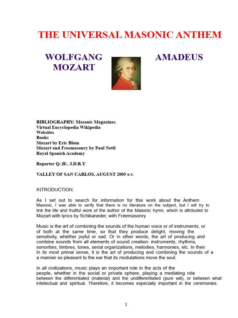 Mozart's Masonic Anthem Explained | PDF | Freemasonry | Musical Instruments