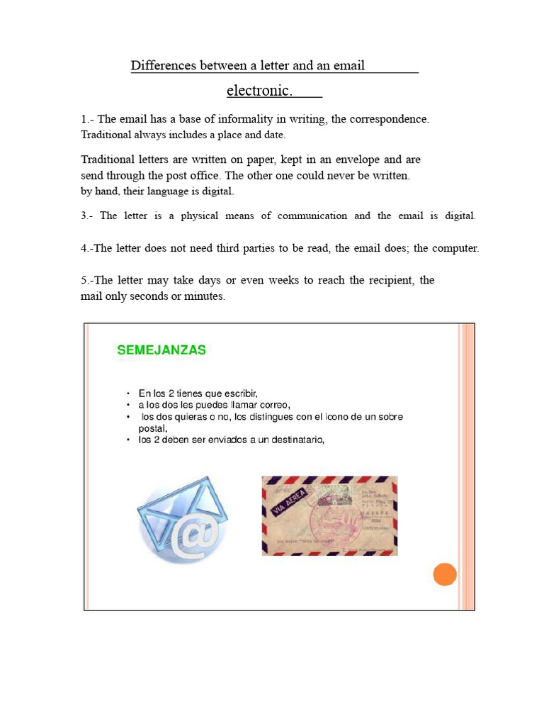 Letter vs. Email: Key Differences Explained | PDF