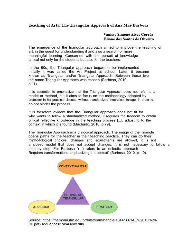 Triangular Approach in Art Education | PDF | Knowledge | John Dewey