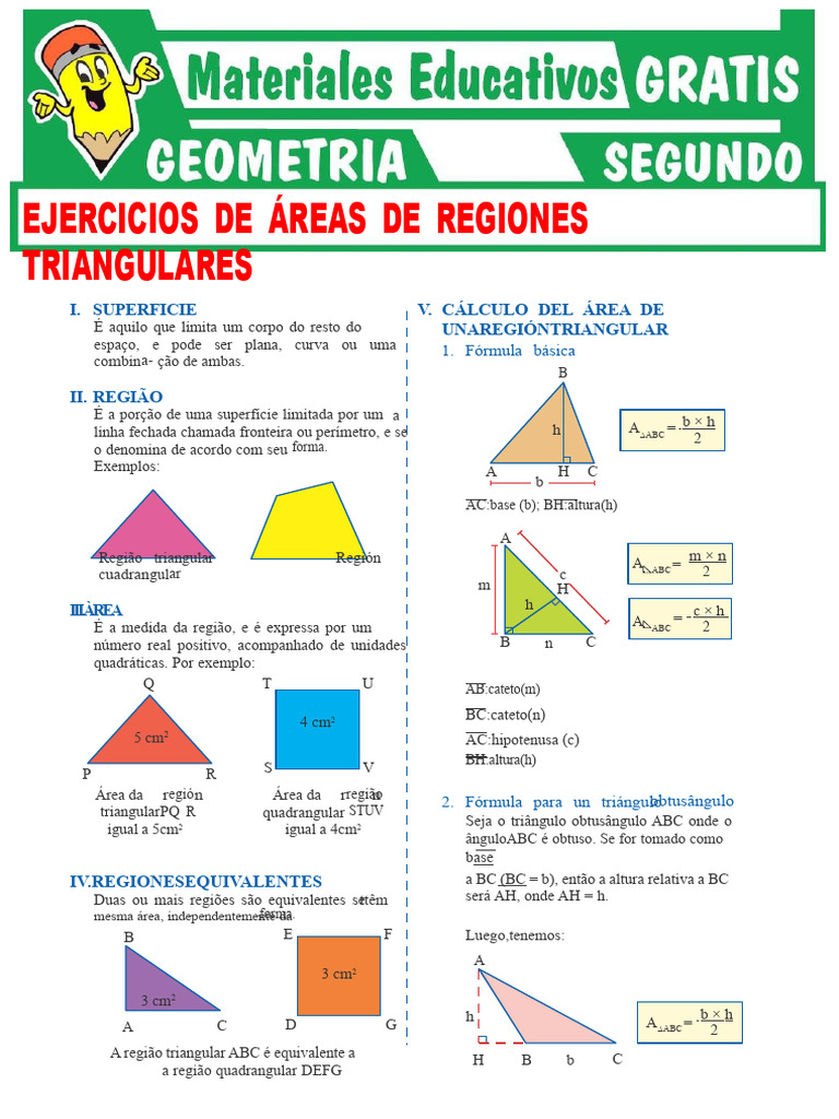 Cálculo de Áreas de Regiões Triangulares | PDF | Triângulo | Geometria