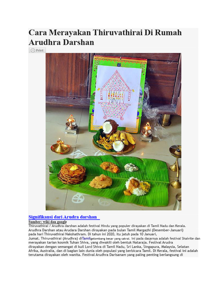 Arudhra Darshan: Festival Tarian Shiva | PDF