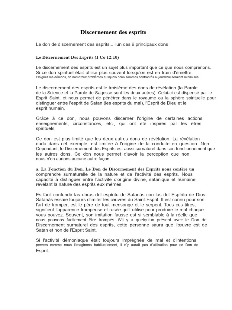Comprendre le Discernement des Esprits | PDF | Démons | Esprit