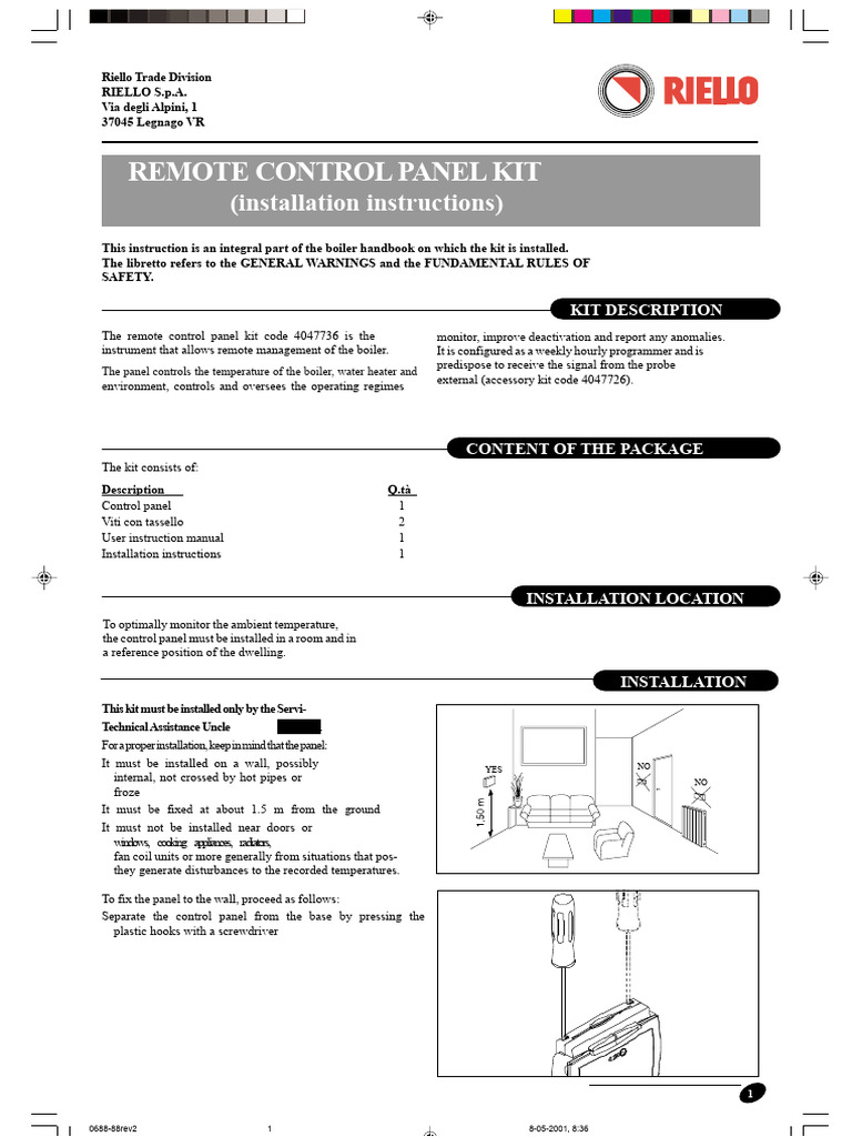 Remote Control Panel Kit Installation Guide | PDF | Electrical ...