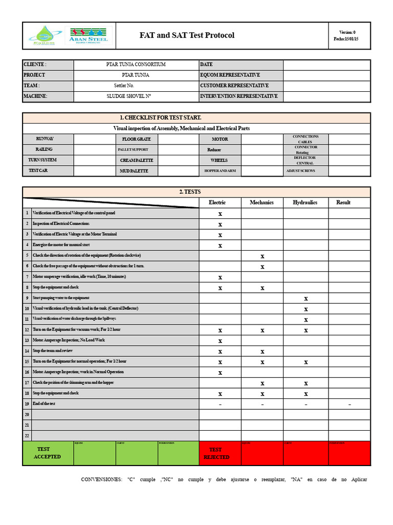 FAT and SAT Testing Protocol Guide | PDF | Manufactured Goods | Electricity